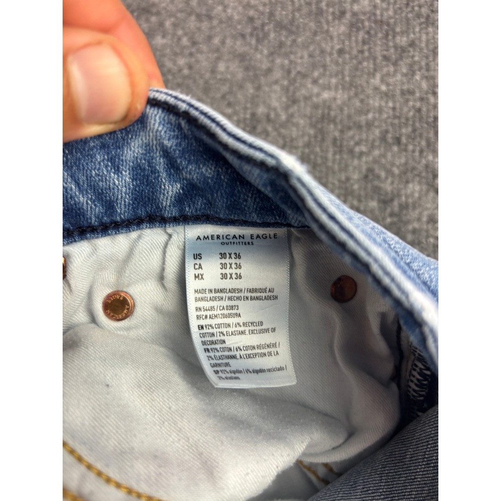 American Eagle Original Straight Mens 30x31 Light Blue Airflex+ Stretch Jeans - Picture 9 of 9